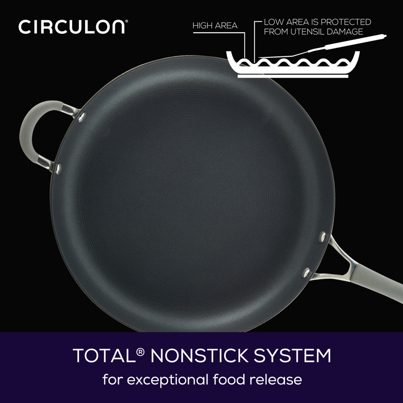 Circulon Gray 14" Hard-Anodized Nonstick Frying Pan with Helper Handle