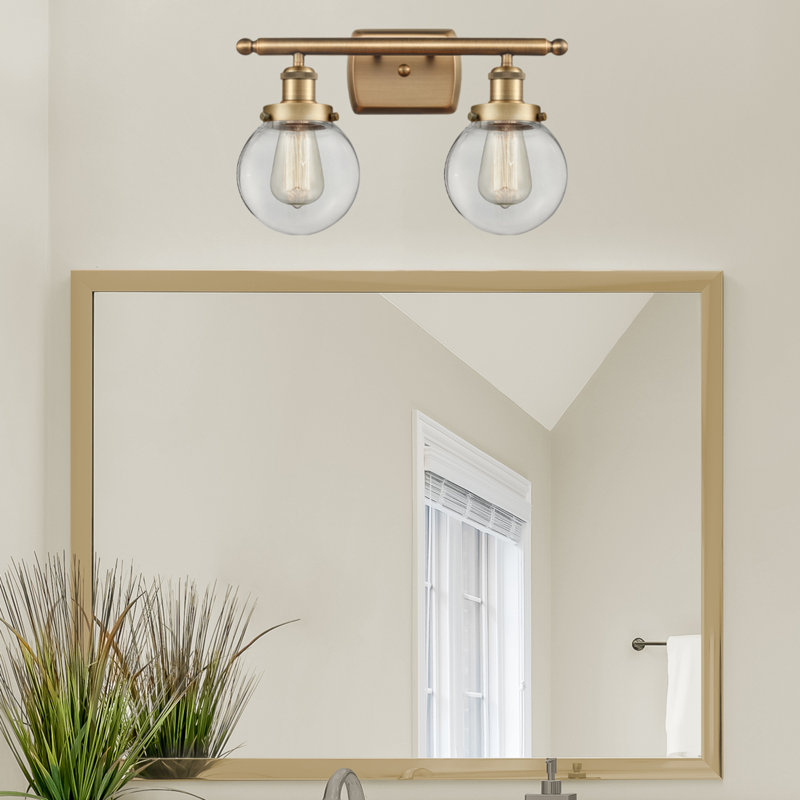 Éclairage pour salle de bain 2 lumières Chippewa, Transparent, Incandescent, Laiton brossé