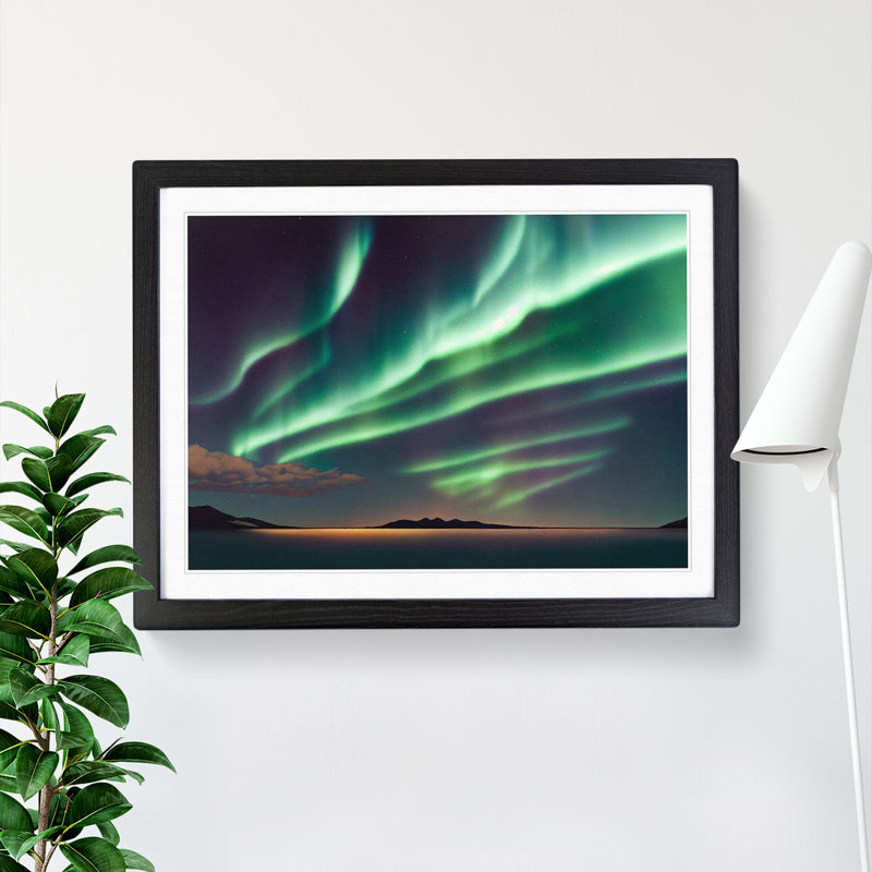 XH1022-9717X Vivid Northern Lights - Single Picture Frame Print, Black, 34cm H x 46cm W
