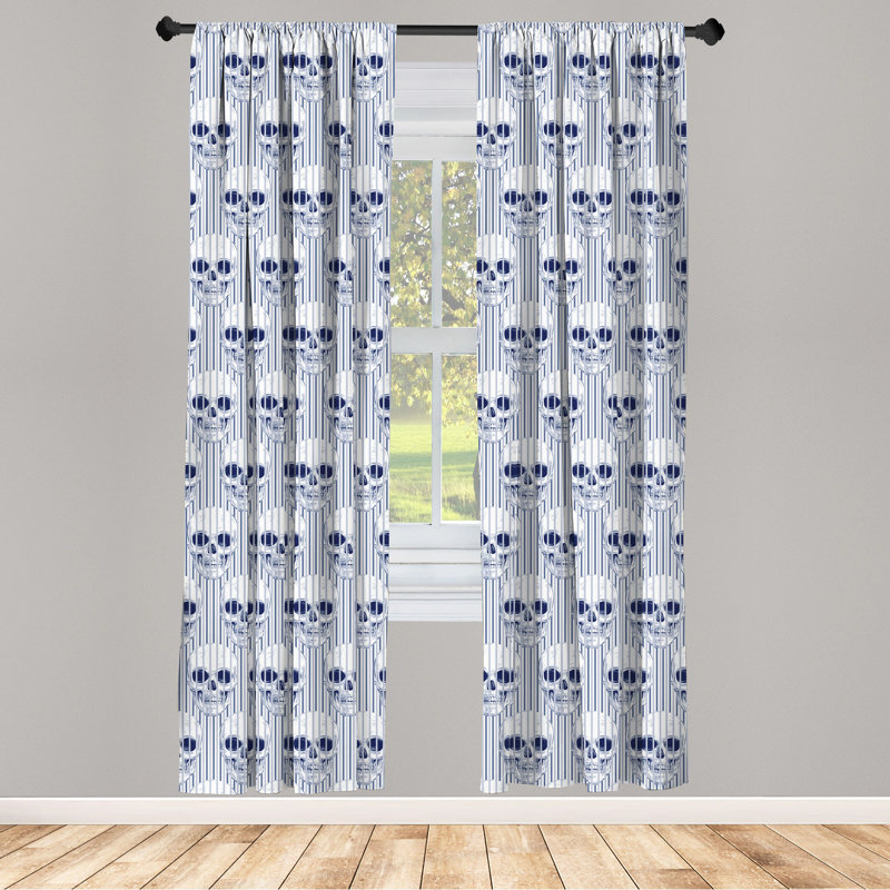 Paire de rideaux semi-transparents avec passe-tringle Skull, 28 po x 95 po