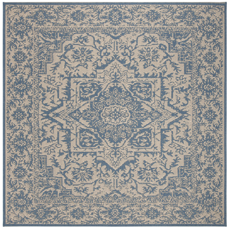 Danya Oriental Blue/Cream Indoor/Outdoor Area Rug, Square 8'