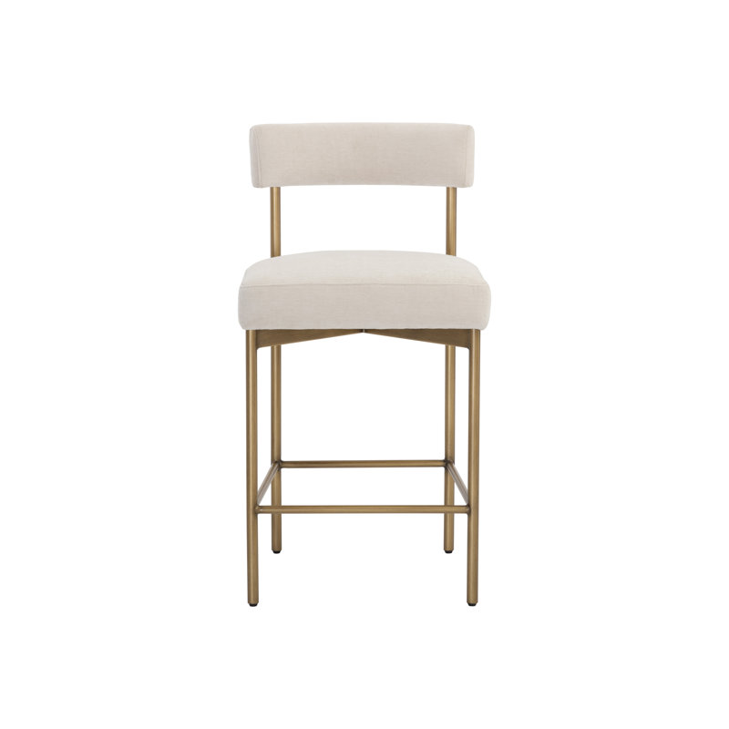 Seneca Upholstered Stool with Metal Frame, White