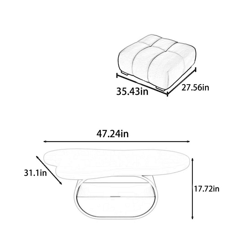 Ensemble de table de bout et de canapé crème de vent