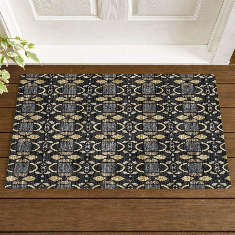 Machine Washable Indoor/Outdoor Chantille ACN2920 Striped Rug, 1'8" x 2'6", Black