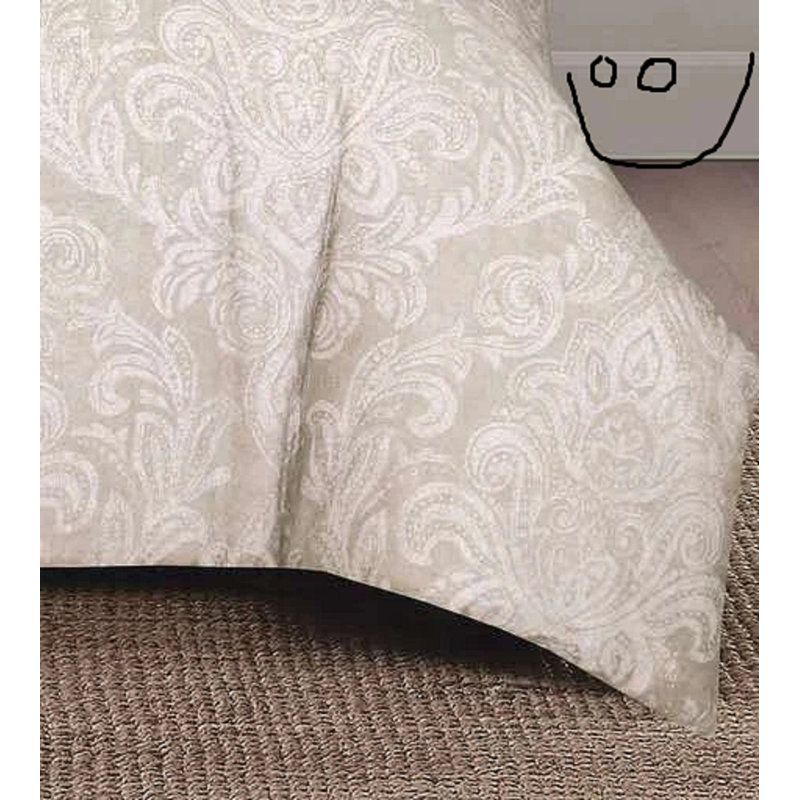Cotton Damask Duvet Cover Set, Single Duvet Cover Set + 2 Additional Pieces, Beige Damask