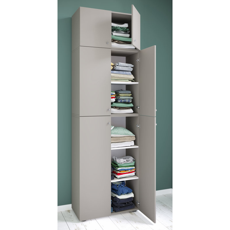 Nolhan Manufactured Wood Wardrobe, Grey/Brown/Blue