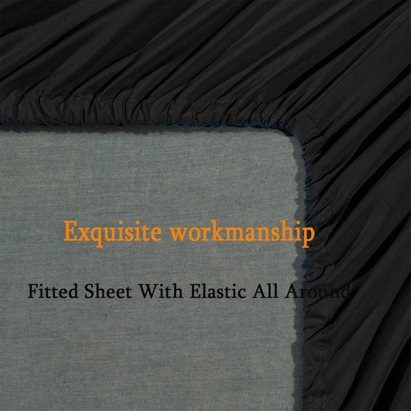 Microfiber 6 Pieces Bed Sheet Sets, Twin Extra Long Sheet Set with 2 Additional Pieces, Black