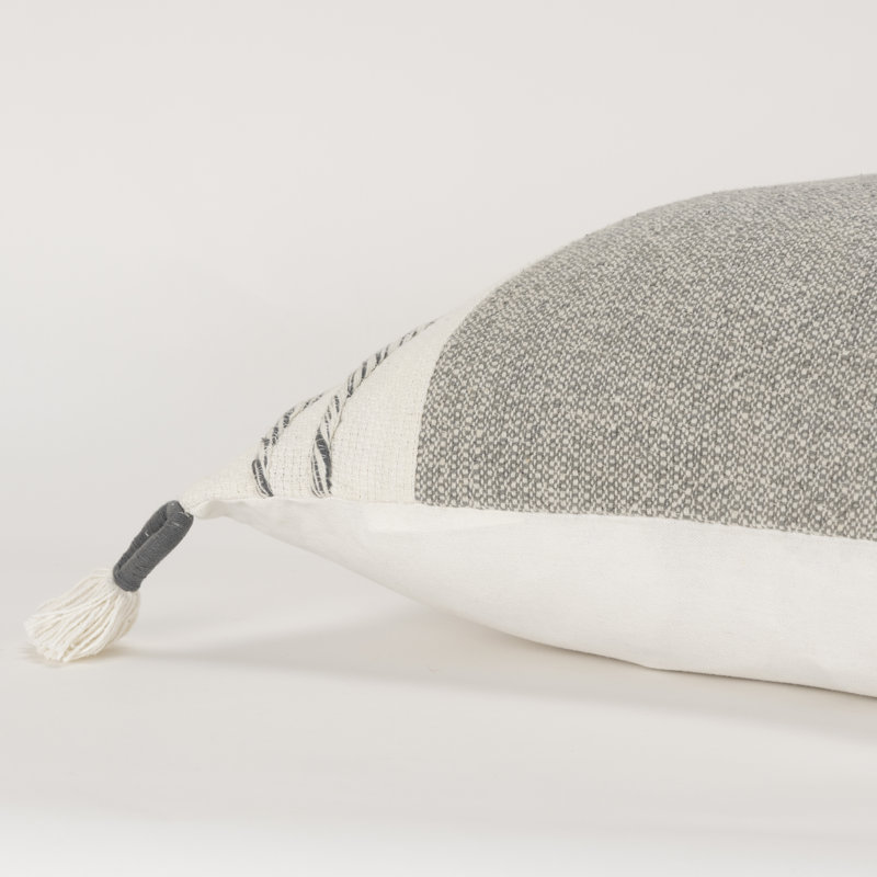 Housse et insert de coussin carré 100% coton Arnell, Gris / blanc