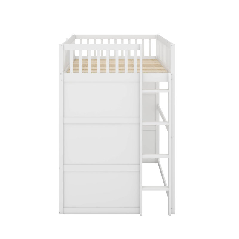 Lit mezzanine simple avec échelle, Blanc