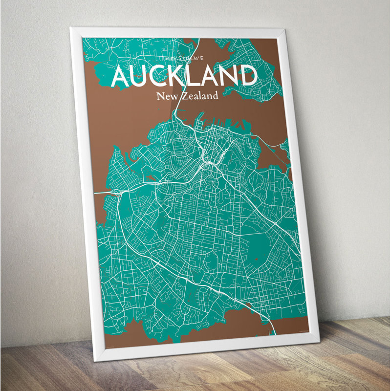 Auckland - No Frame Print, Green/Brown, 43cm H x 28cm W x 0.13cm D