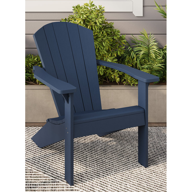 Crystal Harbor Classic Stationary Adirondack Chair – Recycled HDPE Muskoka-Style Outdoor Patio Seating, Navy