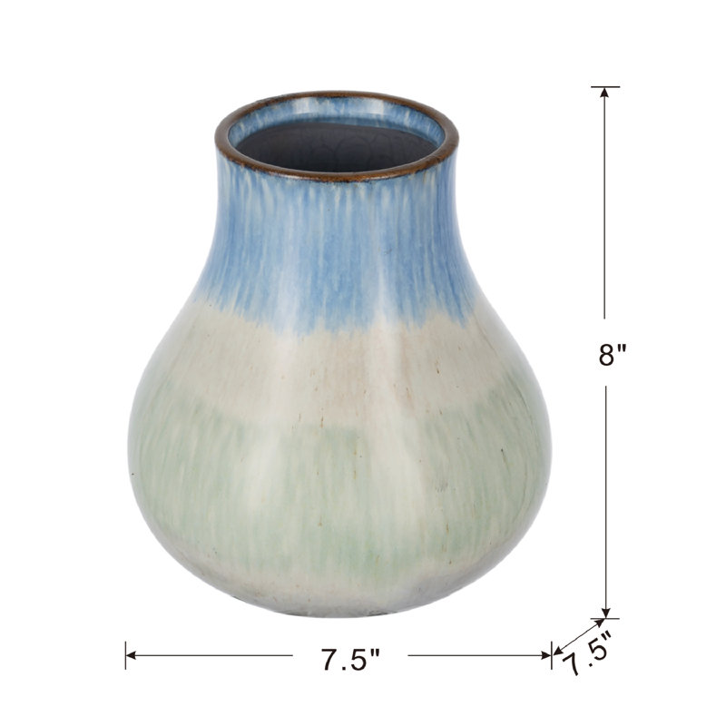 Lockway Ceramic Table Vase, 7.9" H x 7.3" W x 7.3" D