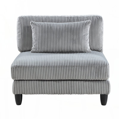 Fauteuil sans accoudoirs en velours côtelé gris 1 pièce Living Chair Furniture