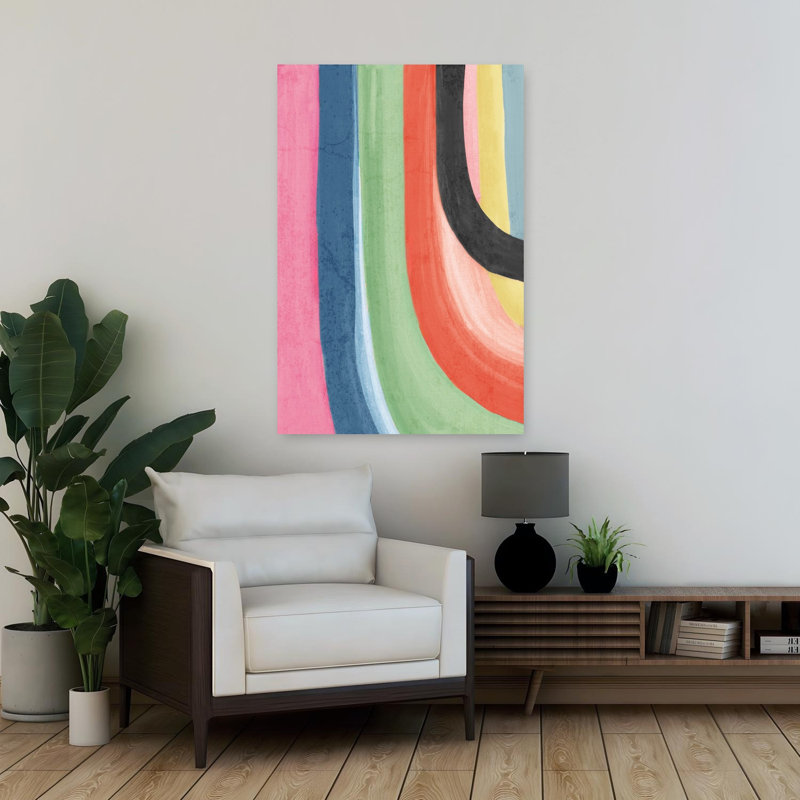 Art mural contemporain abstrait à couches colorées en harmonie II, H 36 po x l 24 po