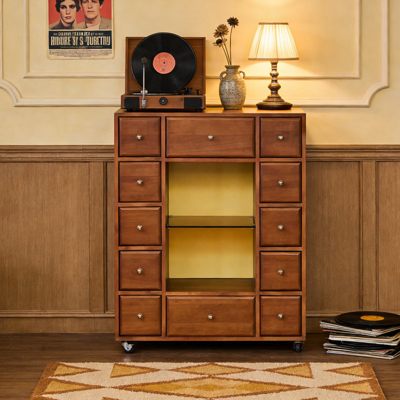 Commode d'appoint de style rétro moderne, Marron foncé
