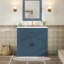 Meuble-lavabo de luxe 36 po avec lavabo en céramique, meuble-lavabo avec 2 grandes portes à fermeture douce et meuble de rangement en bois massif-115898459
