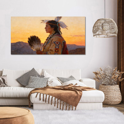 Crosslin Wall Art - Indian Canvas Picture Wall Decor, Print Artwork for Cultural Home Decoration, Wrapped Canvas with Pine Frame, 24×36 inches, 12×24 inches