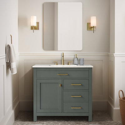 Meuble-lavabo simple 36 po Vancouver - Vert rétro
