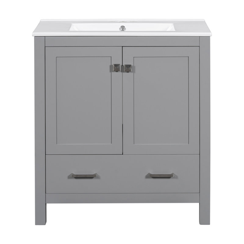 60 Inch Bathroom Vanity Set With Double Vanities, Ceramic Sinks, And Ample Storage For Modern Bathrooms, Gray