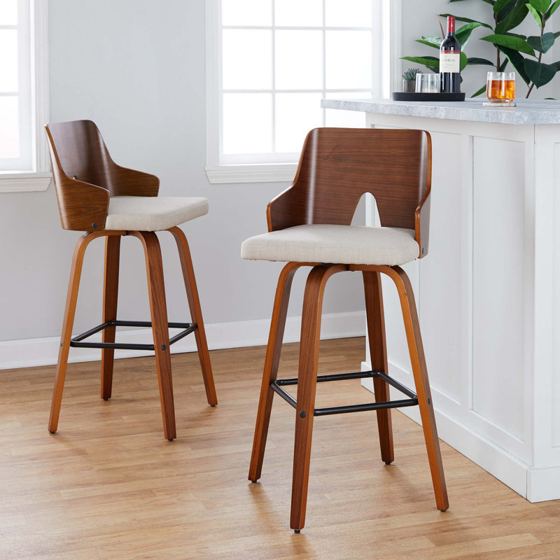 Ensemble de tabourets pivotants contemporains avec repose-pieds en métal