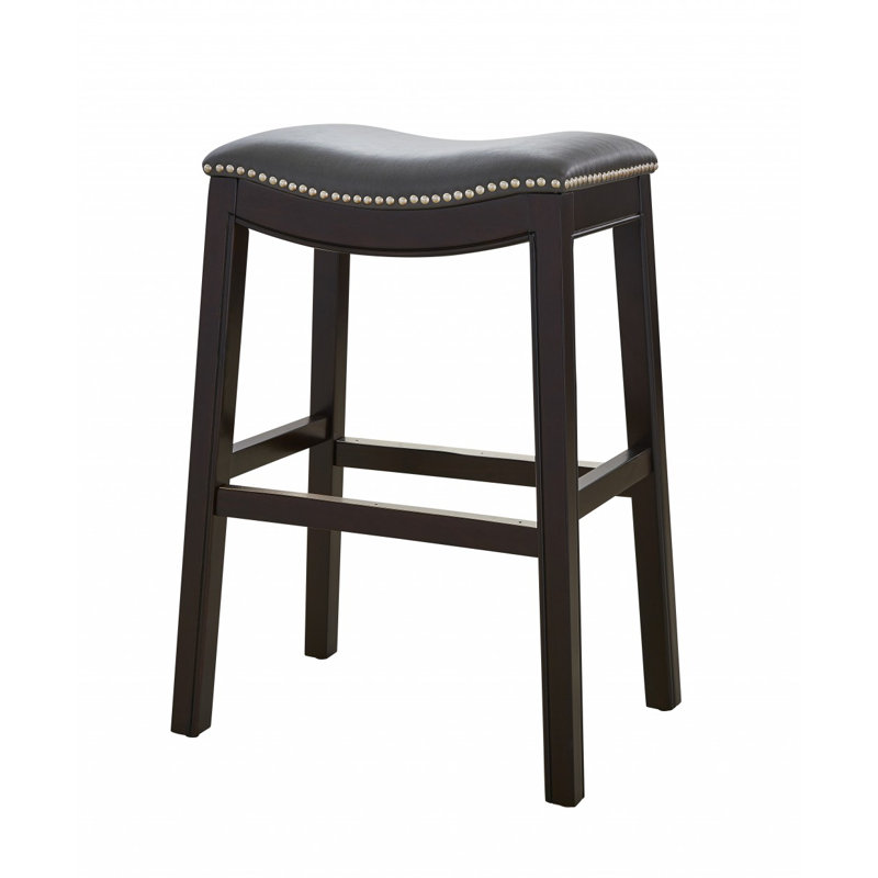 Hasitha Upholstered Counter Stool with Solid Wood Frame, Gray, Counter Stool (25” Seat Height)