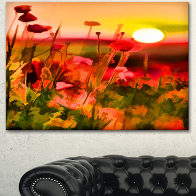 " Summer Sunset With Red Poppies "