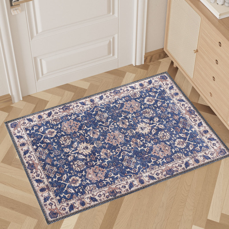 Zehorit Machine Washable Vintage Area Rug For Living Room, Hallway Runner, Entryway Rug, Rectangle 2' x 3'