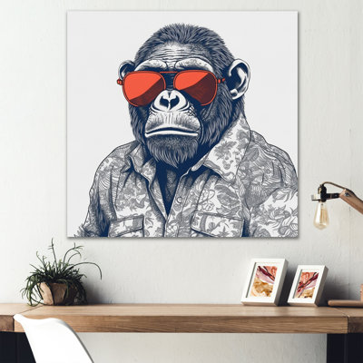 Art mural sur toile gris et orange avec lunettes de soleil