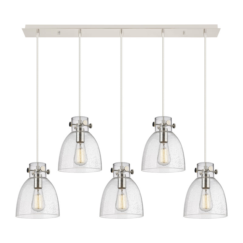 Luminaire suspendu grappe 5 lumières Amrith, Bullé, Nickel poli