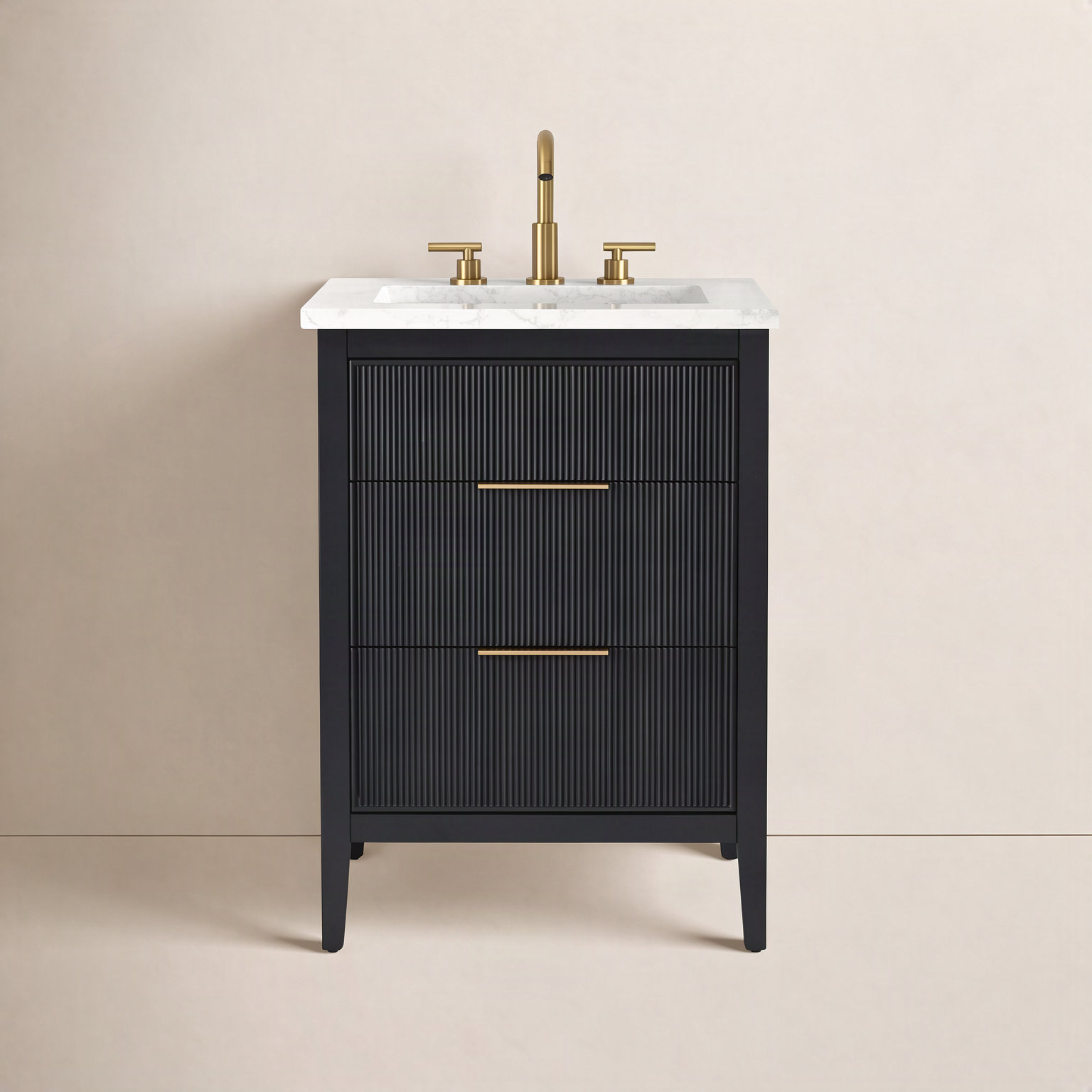 Bilroy 24" Oak Single Bathroom Vanity, Black
