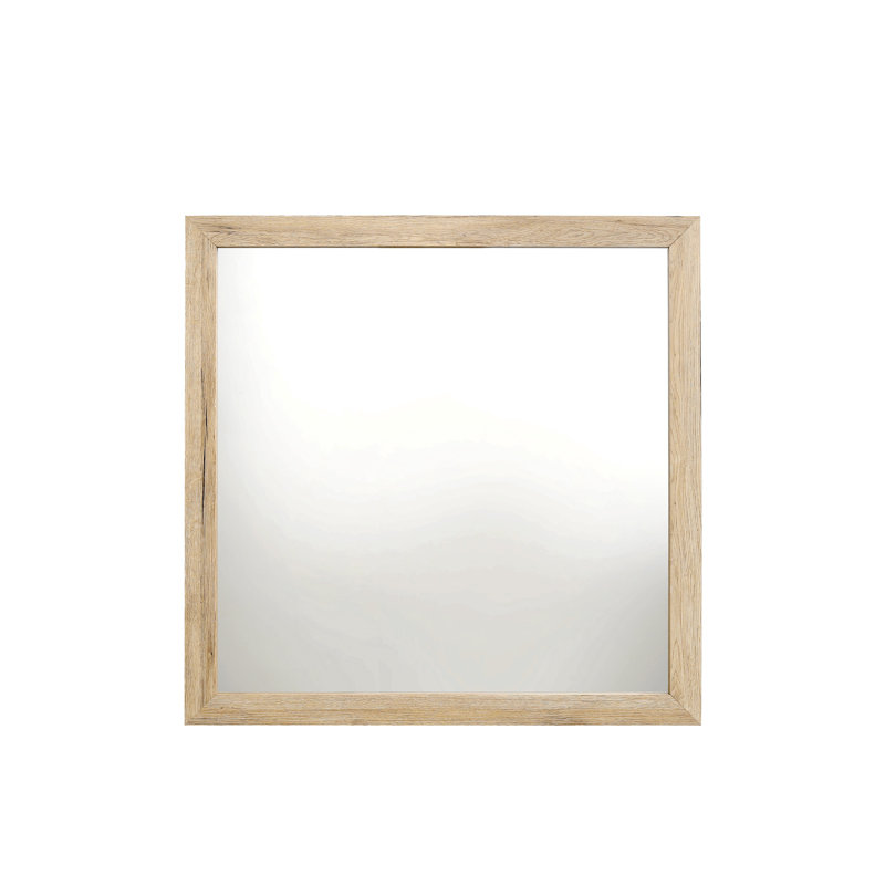 Miroir carré à cadre en bois - 35 po x 35 po, surface non biseautée et polie