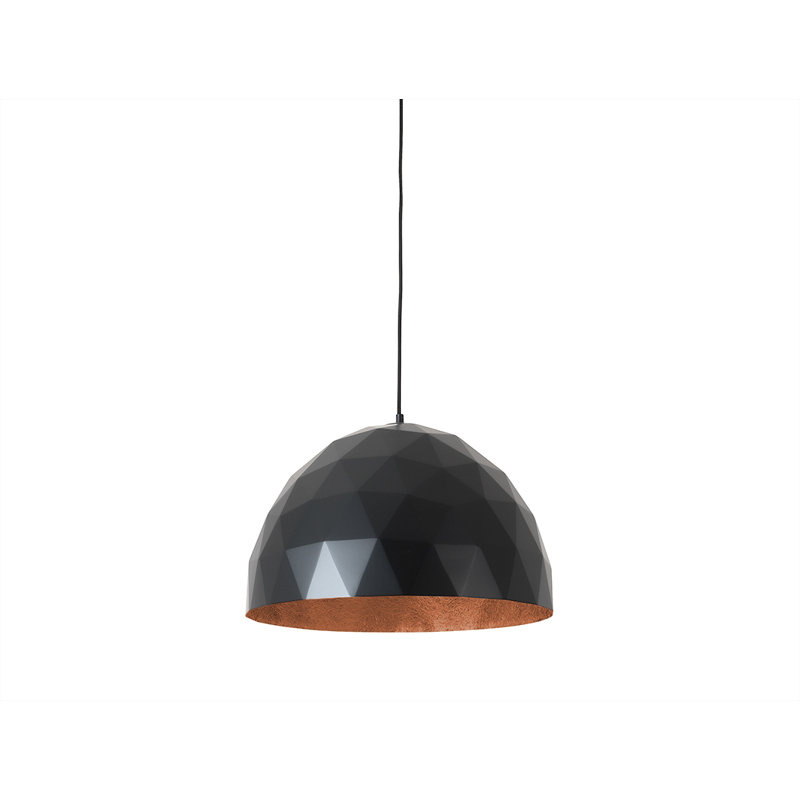 Sandown 1 - Light Dome Pendant, Black, Black/Copper, 100cm H x 50cm W x 50cm D