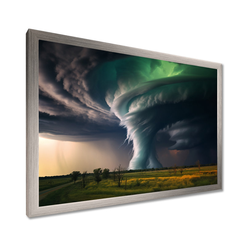 Tempête tornade symphonique - tempêtes, reproduction sur toile, Cadre simple argenté, H 16 po x l 32 po x P 1 po