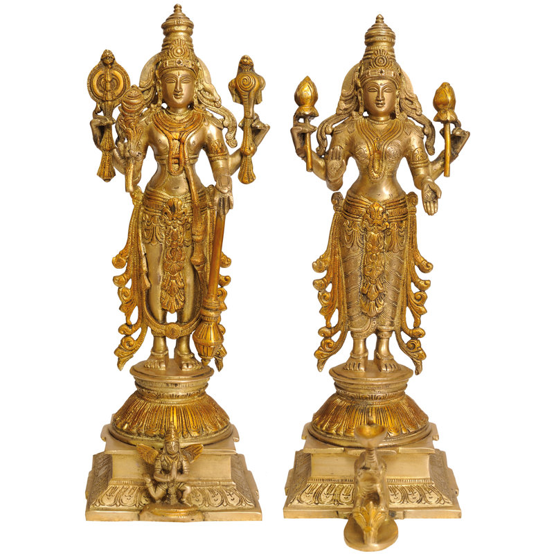 Ensemble de 2 statues lord Vishnu et déesse Lakshmi