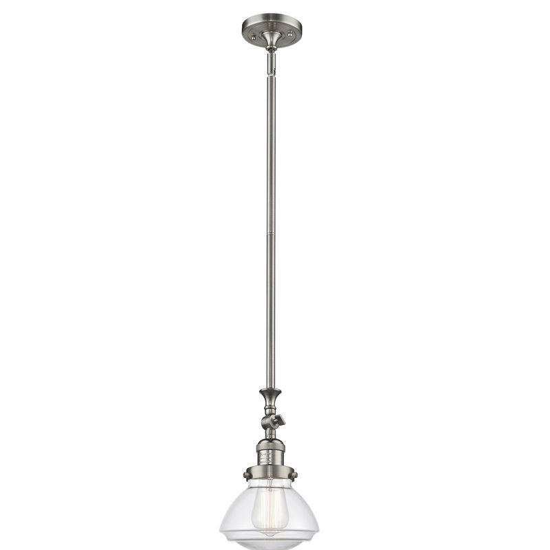 Luminaire suspendu simple à 1 lumière Chesterville, Ampoule non incluse, Nickel satiné brossé, Transparent