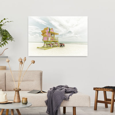 MIAMI BEACH Vintage Florida Flair Modern Retro Vintage Coastal Wall Art Print 1 Piece Wrapped Canvas Wall Art