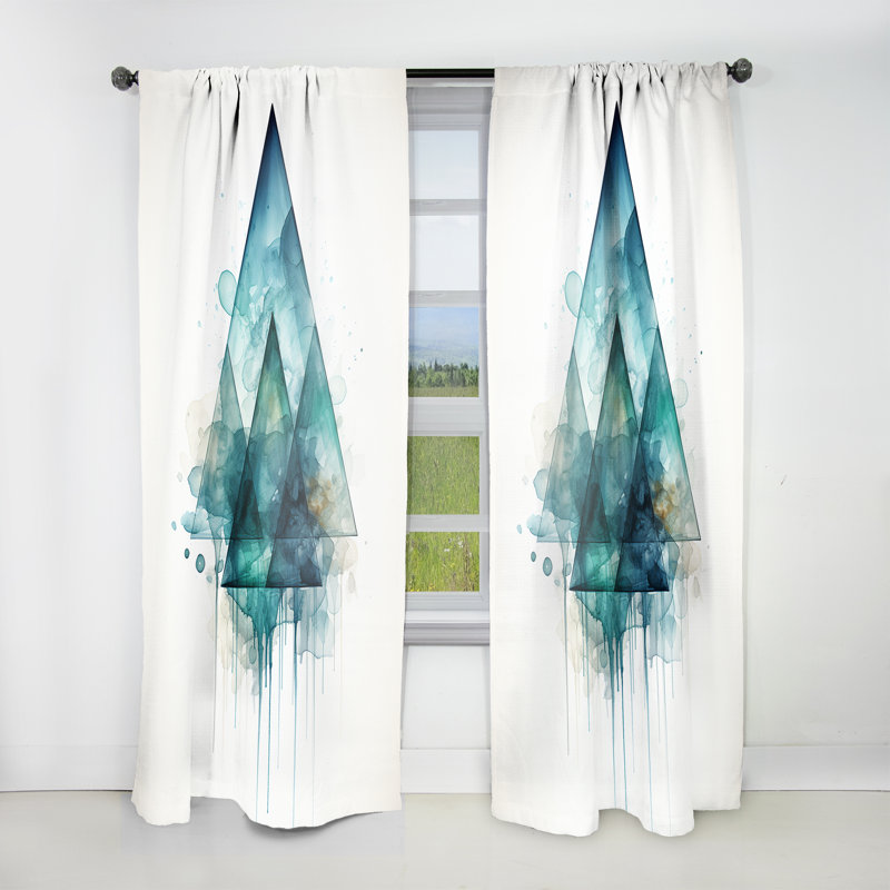 Albarado - Modern Shapes Curtain - Room Darkening Abstract Curtain - 1 Panels, 52" W x 90" L