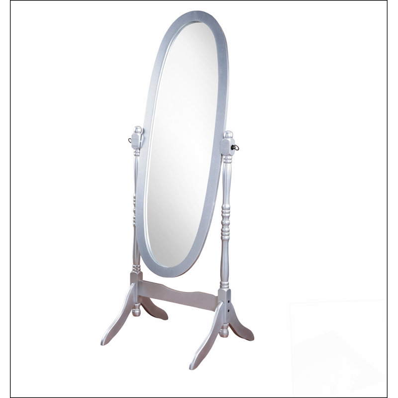 Traditional Queen Anna Style Wood Floor Cheval Mirror with Adjustable Tilt and Elegant Silver Finish, Silver