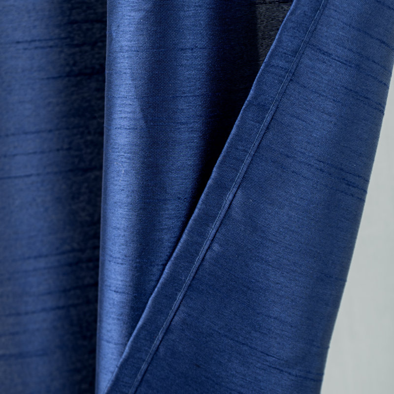 Paire de rideaux en fausse soie Manvik, Bleu marine