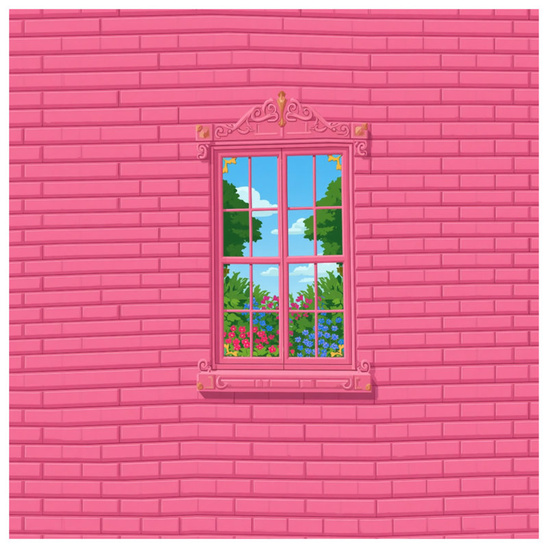Pink Brick Wall Window Bath Mat, 24in W x 17in L
