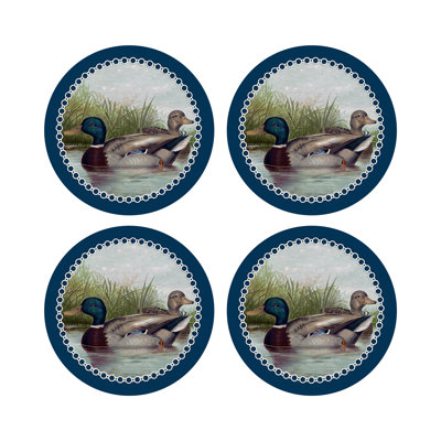 English Duck Pond Vegan Leather Round Pebble Placemat