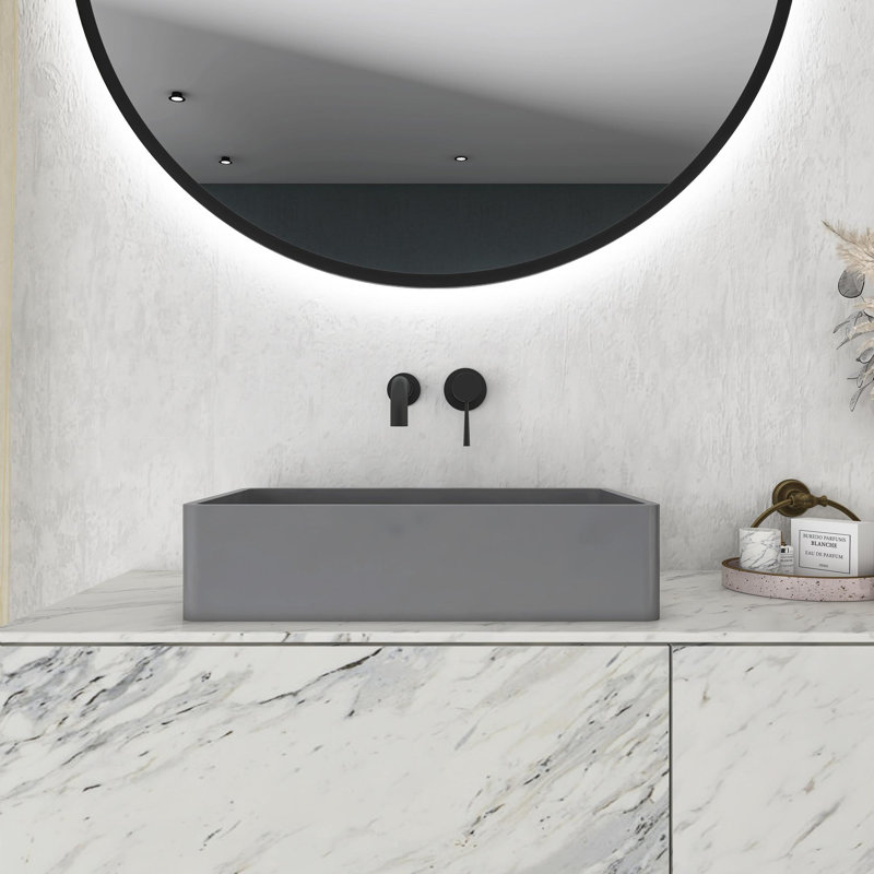 Lavabo vasque rectangulaire en béton, Gris