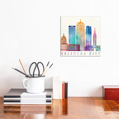 Oklahoma City Watercolour Landmark 1 Piece Wrapped Canvas Painting