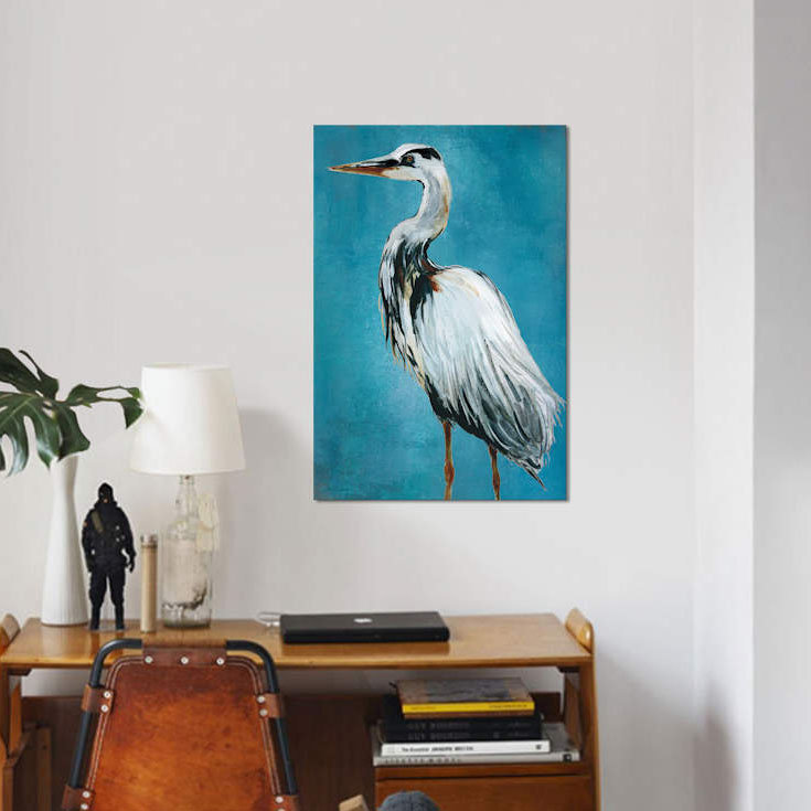 «Great Blue Heron II», reproduction sur toile, H 12 po x l 8 po x P 0,75 po, Pas de tapis, Toile tendue