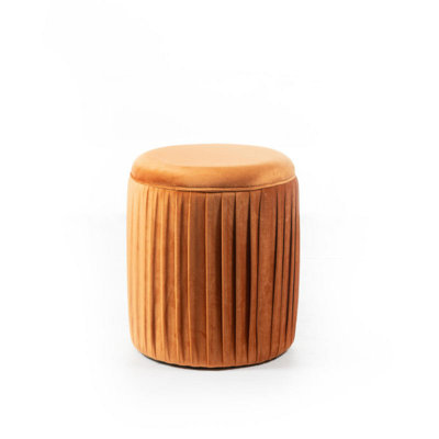 Canika Velvet Round Solid Colour Pouffe Ottoman