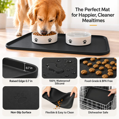 Tapis d'alimentation en silicone pour animaux avec rebord élevé