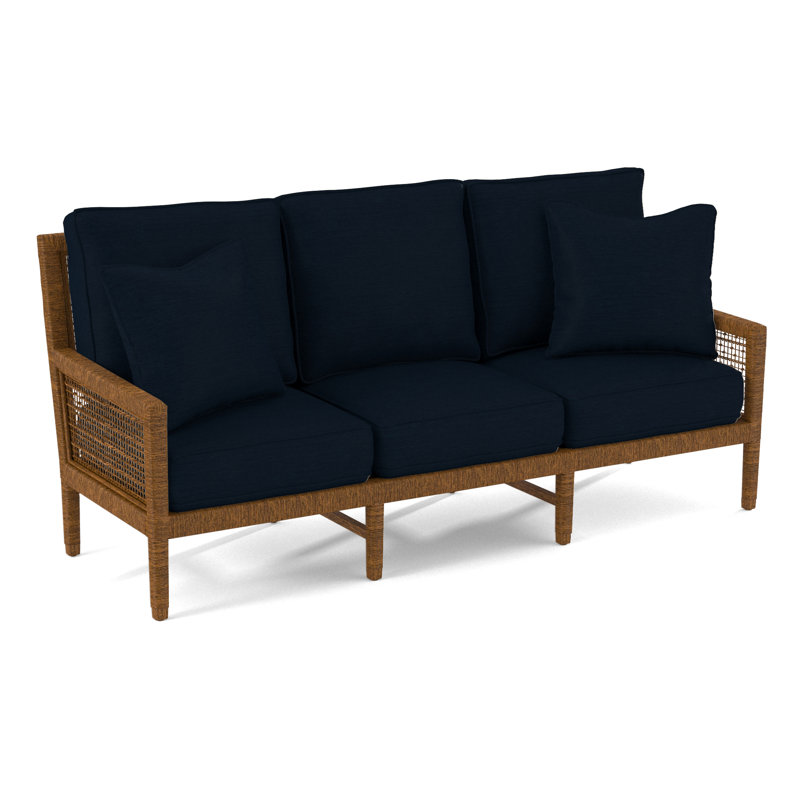 Pine Isle 76" Square Arm Sofa with Reversible Cushions, Navy Textured, 0805-61, Celery