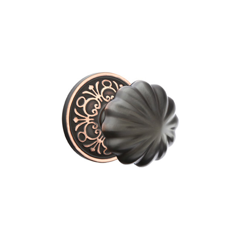 Ensemble de boutons d'intimité Emtek avec rosette et bouton Melon Lancaster, Bronze huilé