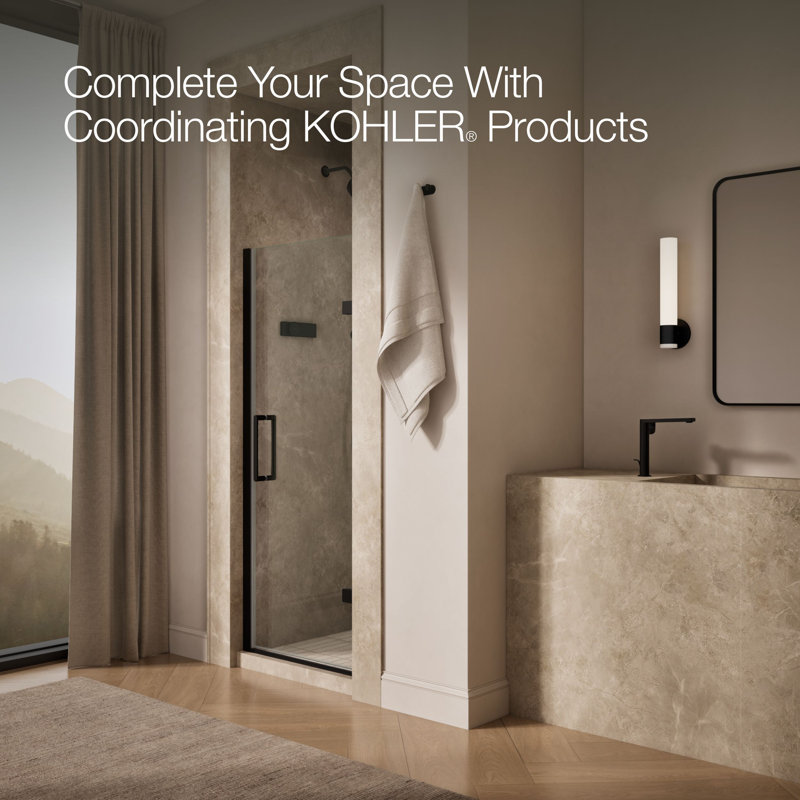 Composed 29-5/8-In30-3/8-In W X 71-1/2-In H Frameless Pivot Shower Door With 3/8-In Crystal Clear Glass And Back-To-Back Vertical Door Pulls