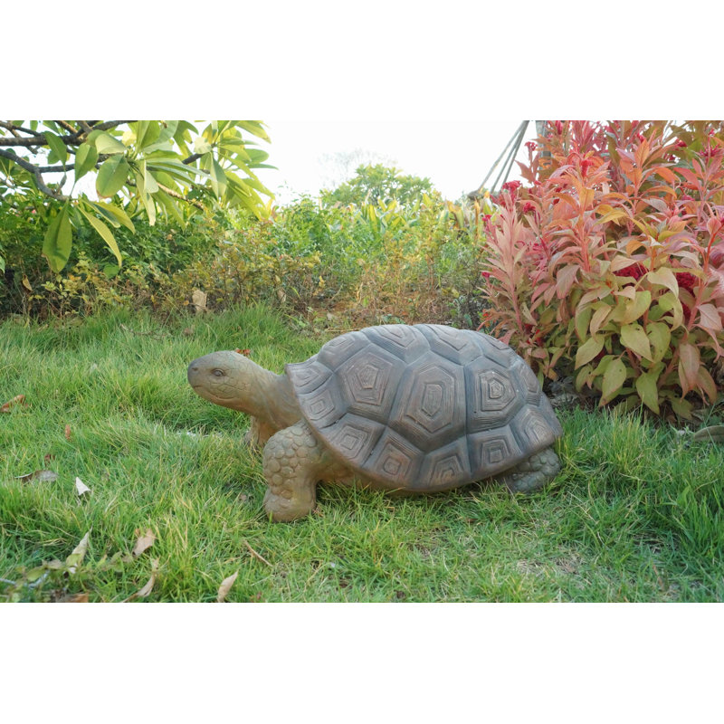 Life-like Brown Resin Turtle Garden Statue, 21 Inches